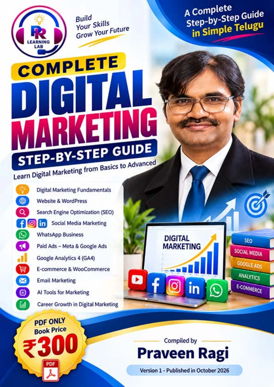 Complete Digital Marketing: Step-by-Step Guide · In Telugu, PDF eBook by Praveen Ragi, ₹300